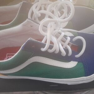 Vans Red and Green Low-Top Sneakers